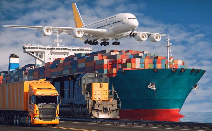 Aircraft cargo being prepared for air freight